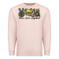 Pale Pink Peace Love Elephant Premium Sweatshirt - LillyAllenDesigns