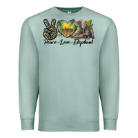 Seafoam Peace Love Elephant Premium Sweatshirt - LillyAllenDesigns