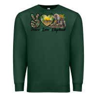 Sports Green Peace Love Elephant Premium Sweatshirt - LillyAllenDesigns