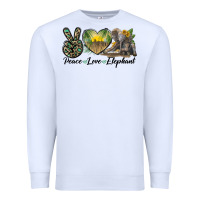 White Peace Love Elephant Premium Sweatshirt - LillyAllenDesigns