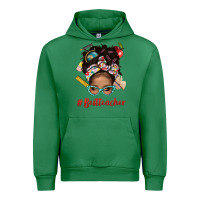 Emerald Afro Messy Bun Best Teacher With Leopard Glasses Bbs Urban Hoodie - BundleAndBundleShop