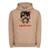 Pigment Burro Afro Messy Bun Best Teacher With Leopard Glasses Bbs Urban Hoodie - BundleAndBundleShop