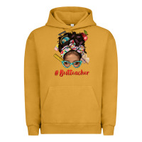 Pigment Peanut Butter Afro Messy Bun Best Teacher With Leopard Glasses Bbs Urban Hoodie - BundleAndBundleShop