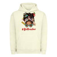 Pigment Pistachio Afro Messy Bun Best Teacher With Leopard Glasses Bbs Urban Hoodie - BundleAndBundleShop