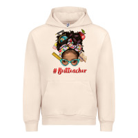 Sandshell Afro Messy Bun Best Teacher With Leopard Glasses Bbs Urban Hoodie - BundleAndBundleShop