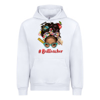 White Afro Messy Bun Best Teacher With Leopard Glasses Bbs Urban Hoodie - BundleAndBundleShop