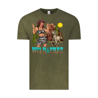 Vintage Olive wild and free Vintage Tee - texasbilliewilder