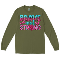Army Green Brave and Strong Long Sleeve Tee - texasbilliewilder
