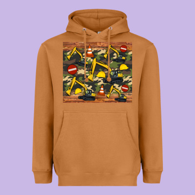 Excavator Camouflage Heavyweight Hoodie Designed By Artiststas