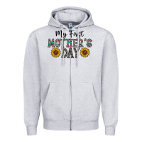 Heather Grey my first mother's day Zipper Hoodie - CowhideDigitalArt