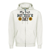 Oatmeal Heather my first mother's day Zipper Hoodie - CowhideDigitalArt