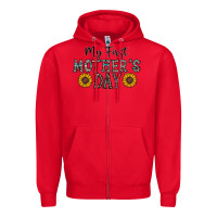 Red my first mother's day Zipper Hoodie - CowhideDigitalArt