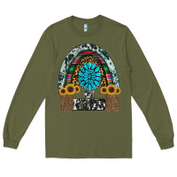 Army Green western rainbow  be kind Long Sleeve Tee - RanaPortraitStore
