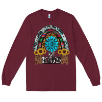 Burgundy western rainbow  be kind Long Sleeve Tee - RanaPortraitStore