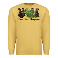 Antique Gold Peace Love Chimpanzee Premium Sweatshirt - LillyAllenDesigns