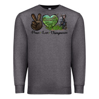 Charcoal Heather Peace Love Chimpanzee Premium Sweatshirt - LillyAllenDesigns