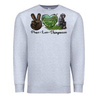 Heather Grey Peace Love Chimpanzee Premium Sweatshirt - LillyAllenDesigns