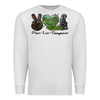 Oatmeal Heather Peace Love Chimpanzee Premium Sweatshirt - LillyAllenDesigns