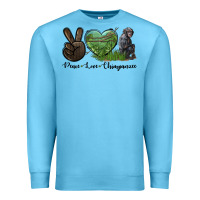 Ocean Blue Peace Love Chimpanzee Premium Sweatshirt - LillyAllenDesigns
