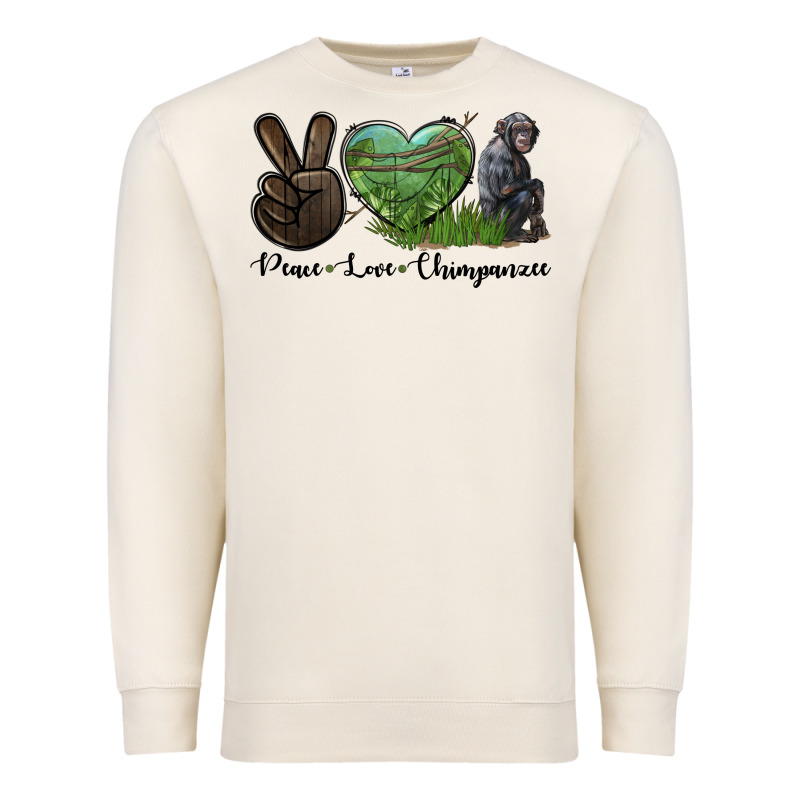Peace Love Chimpanzee Premium Sweatshirt by LillyAllenDesigns | Teevron
