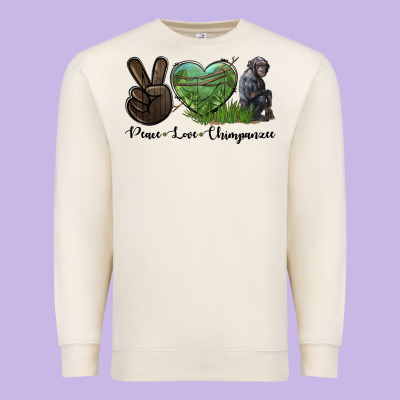 Peace Love Chimpanzee Premium Sweatshirt Designed By Lillyallendesigns