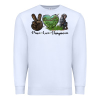 White Peace Love Chimpanzee Premium Sweatshirt - LillyAllenDesigns
