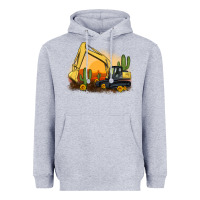 Heather Grey excavator cactus sunflower sunset Heavyweight Hoodie - Artiststas