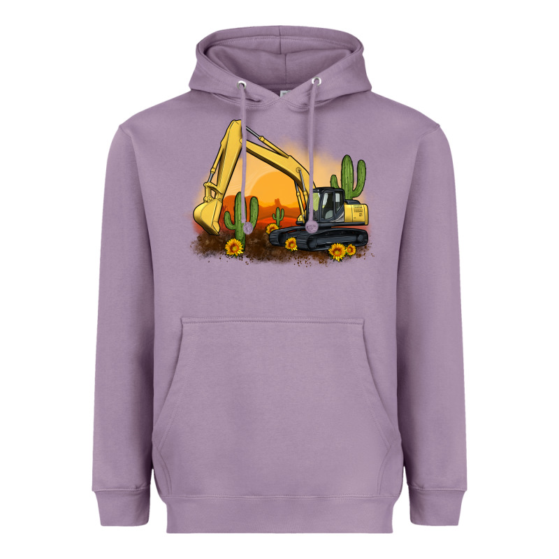 Excavator Cactus Sunflower Sunset Heavyweight Hoodie by Artiststas | Teevron
