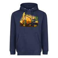 Navy excavator cactus sunflower sunset Heavyweight Hoodie - Artiststas