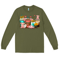 Army Green pigs coffee cups Long Sleeve Tee - Zillion Design Studio
