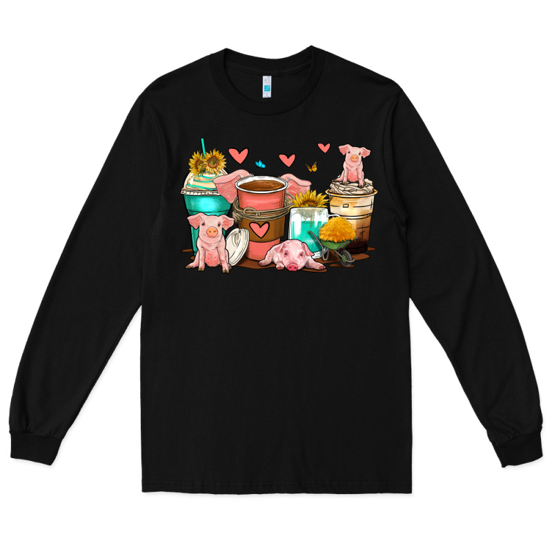Pigs Coffee Cups Long Sleeve Tee by Zillion Design Studio | Teevron