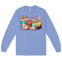Colony Blue pigs coffee cups Long Sleeve Tee - Zillion Design Studio