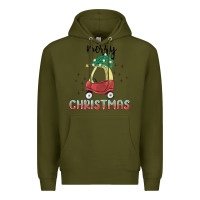 Army Green merry christmas kids car Premium Hoodie - MaliasSmallBusiness
