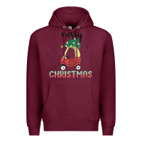 Burgundy merry christmas kids car Premium Hoodie - MaliasSmallBusiness