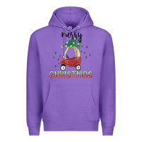 Purple merry christmas kids car Premium Hoodie - MaliasSmallBusiness