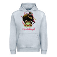Heather Grey Afro Messy Bun Cosmetologist Urban Hoodie - BundleAndBundleShop