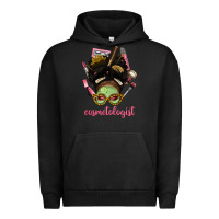 Pigment Black Afro Messy Bun Cosmetologist Urban Hoodie - BundleAndBundleShop