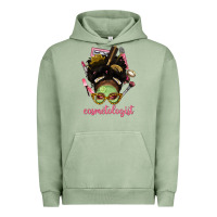 Pigment Oil Green Afro Messy Bun Cosmetologist Urban Hoodie - BundleAndBundleShop