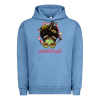 Pigment Pebble Blue Afro Messy Bun Cosmetologist Urban Hoodie - BundleAndBundleShop