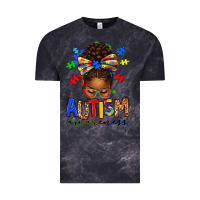 Cloud Black autism awareness afro messy bun Vintage Tee - texasbilliewilder