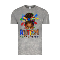 Cloud Rock autism awareness afro messy bun Vintage Tee - texasbilliewilder