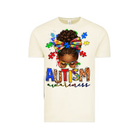 Autism Awareness Afro Messy Bun Vintage Tee | Teevron