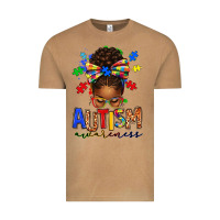 Vintage Camel autism awareness afro messy bun Vintage Tee - texasbilliewilder