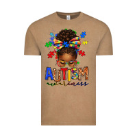 Vintage Coffee autism awareness afro messy bun Vintage Tee - texasbilliewilder