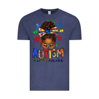 Vintage Denim autism awareness afro messy bun Vintage Tee - texasbilliewilder