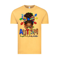 Vintage Mustard autism awareness afro messy bun Vintage Tee - texasbilliewilder