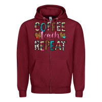 Burgundy coffee teach repeat Zipper Hoodie - HRA Design Shop