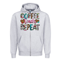 Heather Grey coffee teach repeat Zipper Hoodie - HRA Design Shop