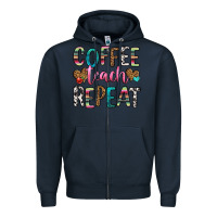 Navy coffee teach repeat Zipper Hoodie - HRA Design Shop