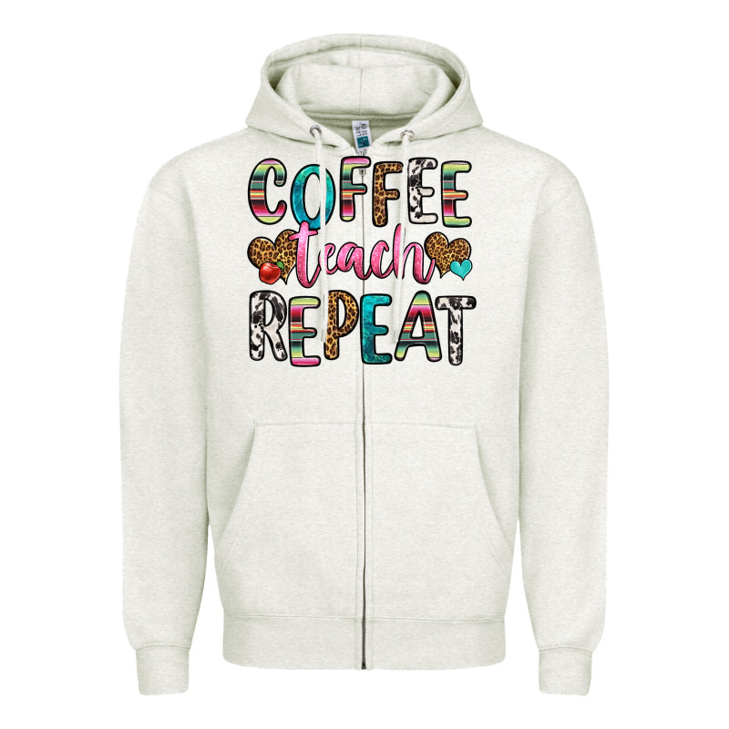 Coffee Teach Repeat Zipper Hoodie by HRA Design Shop | Teevron